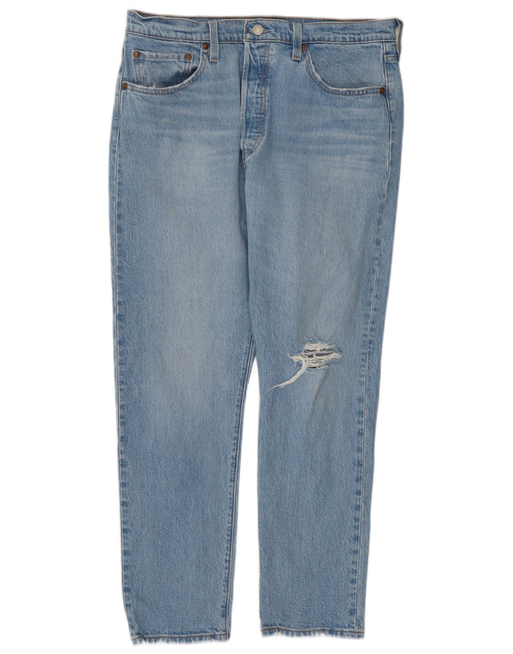 Levi's Mujer 501 Vaqueros Rectos Desgastados W32 L28 Algodón Azul