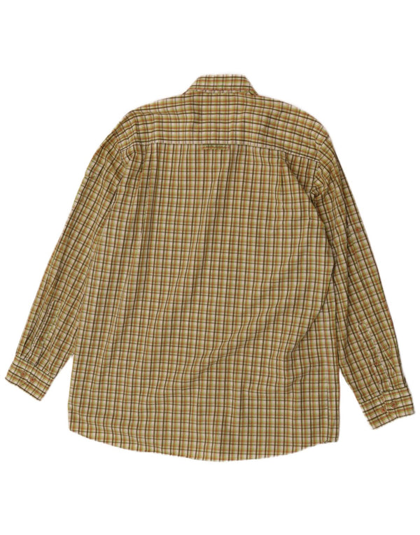 Camisa de hombre Camel Active de algodón a cuadros verdes grandes