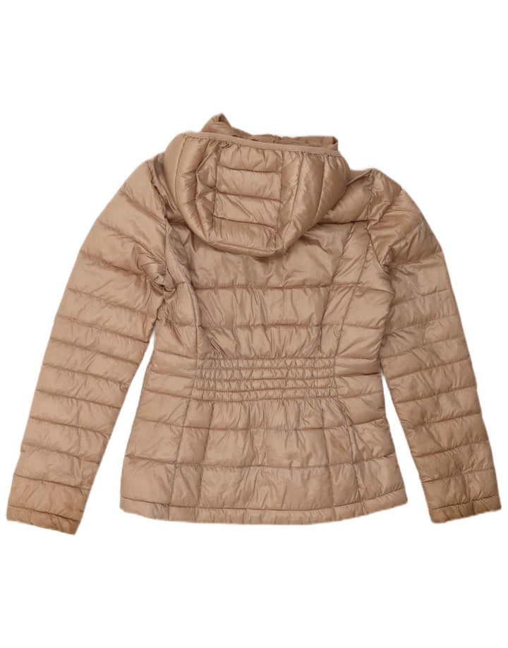 Calvin Klein Chaqueta acolchada con capucha para mujer UK 10 Small Beige Poliéster