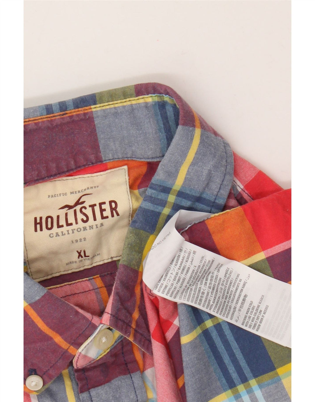 Camisa Hollister Hombre XL Algodón A Cuadros Multicolor