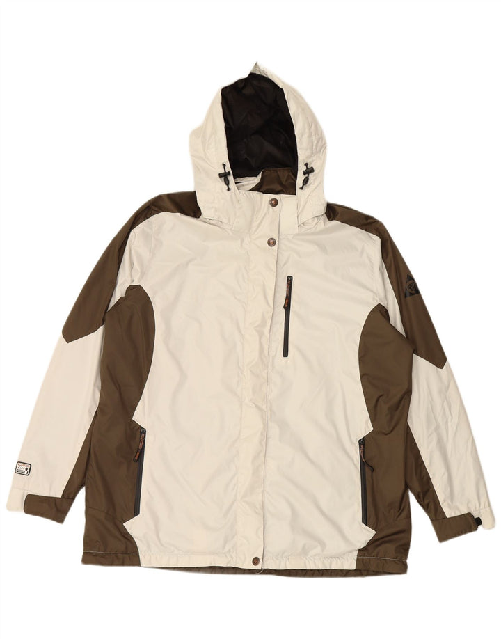 IGUANA Chaqueta cortavientos con capucha para mujer EU 46 XL Blanco Colorblock