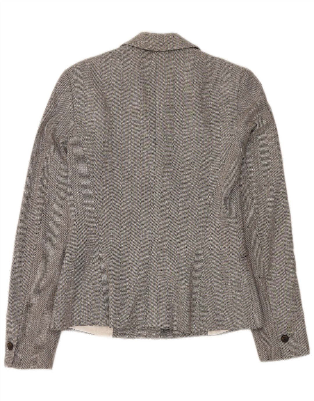 Zara Chaqueta tipo blazer con 1 botón para mujer UK 6 XS Gris Chevron Poliéster