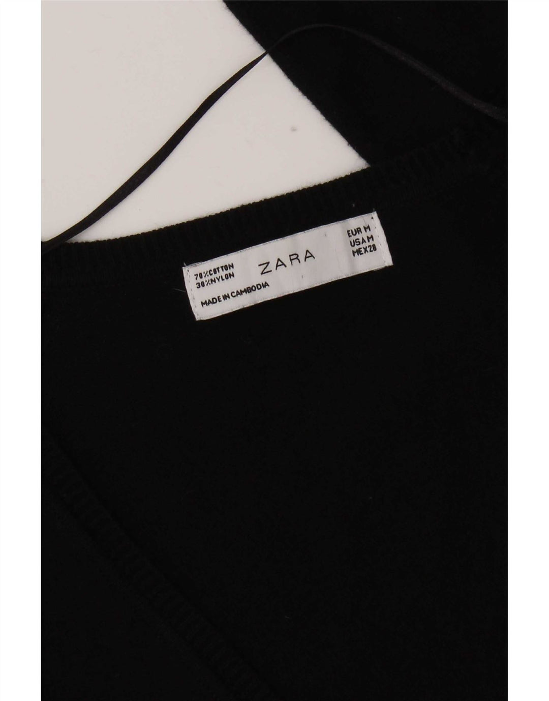 Zara Mujer Cárdigan Suéter UK 12 Mediano Negro Algodón
