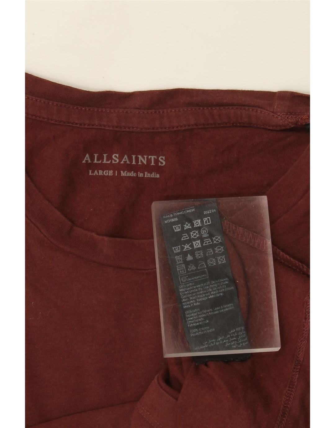 Camiseta All Saints para hombre, talla grande, algodón marrón