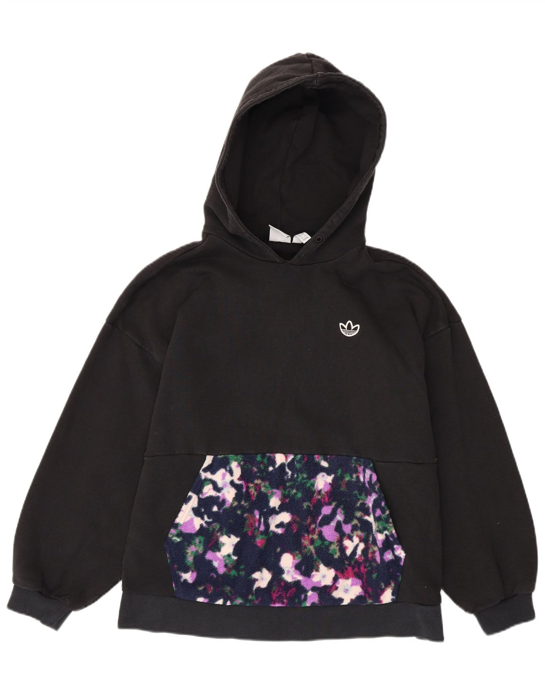 ADIDAS Jersey con capucha extragrande para mujer Reino Unido 10 Pequeño algodón floral negro