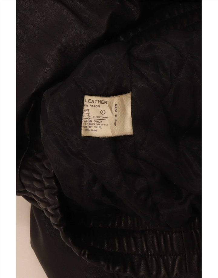 Chaqueta de cuero vintage para hombre IT 50 grande negro