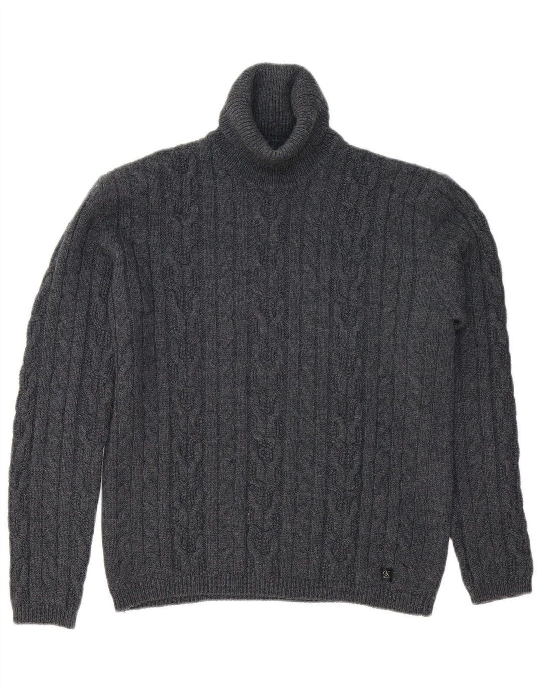 CALVIN KLEIN JEANS Jersey extragrande con cuello vuelto para mujer UK 40 XL Gris