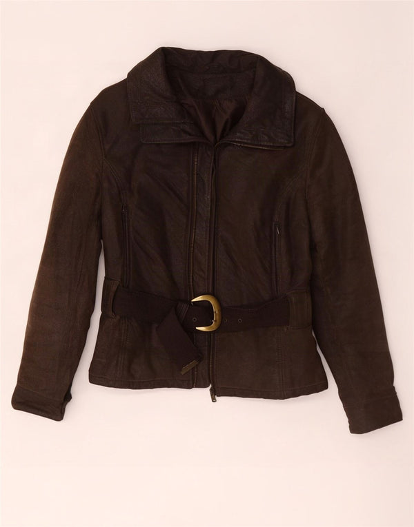Chaqueta de cuero vintage para mujer IT 42 Marrón medio