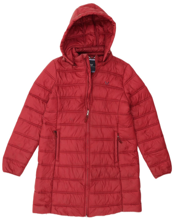 Crew Clothing Abrigo acolchado con capucha para mujer UK 44 Medium Borgoña Nylon