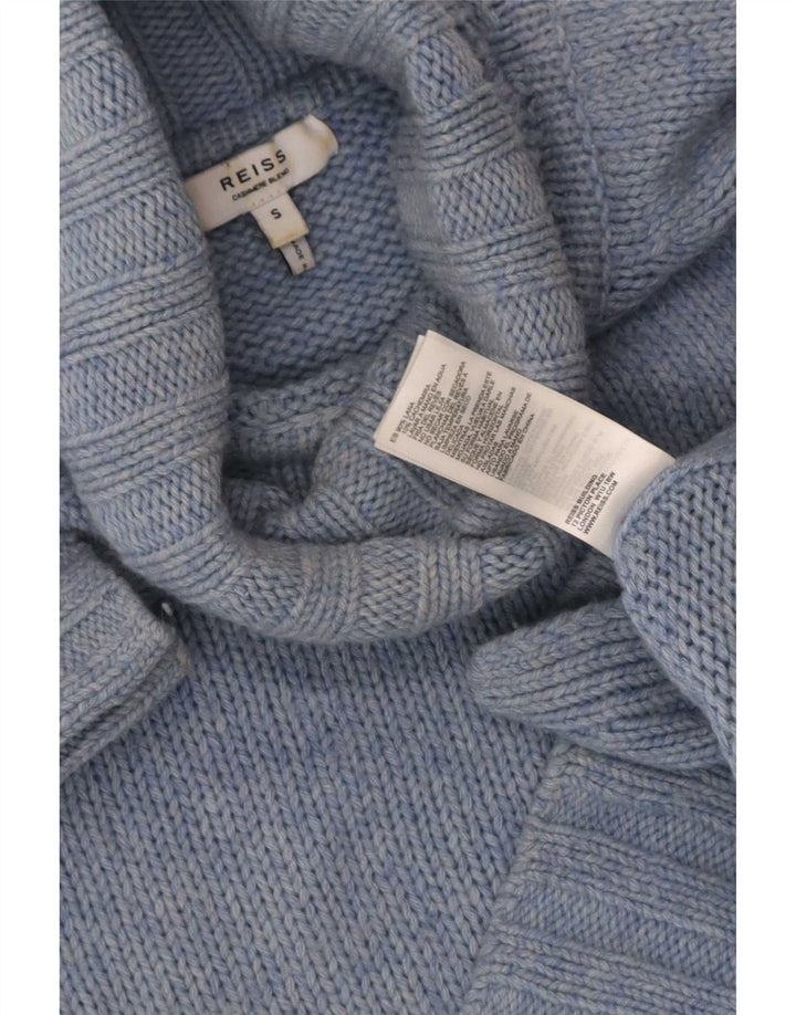 Reiss Suéter extragrande con cuello vuelto para mujer UK 10 Small Blue Wool