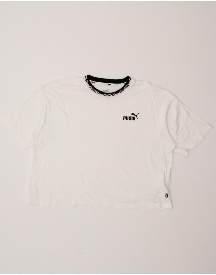 PUMA Womens Crop T-Shirt Top UK 14 Medium White Cotton Vintage Puma and Second-Hand Puma from Messina Hembry 
