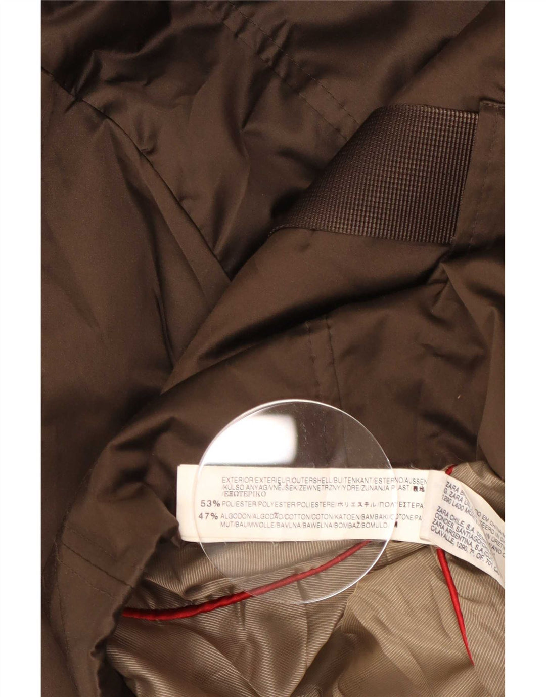 Zara Mujer Chaqueta Acolchada Con Capucha UK 10 Small Marrón Poliéster