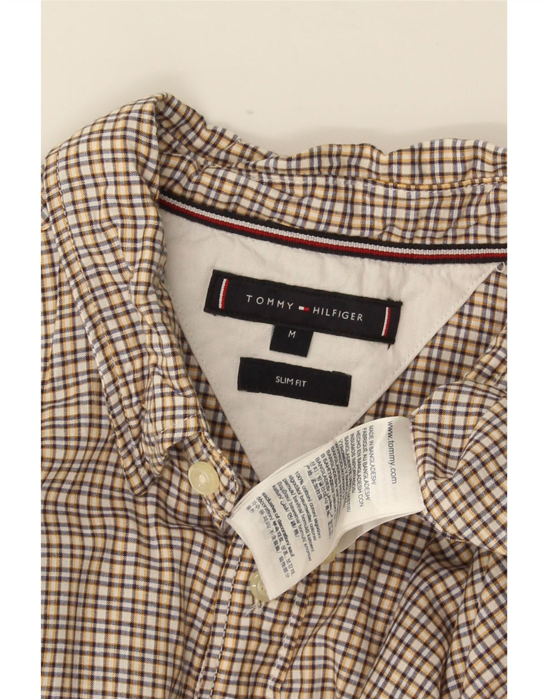 TOMMY HILFIGER Camisa Slim Fit De Algodón A Cuadros Amarillo Medio