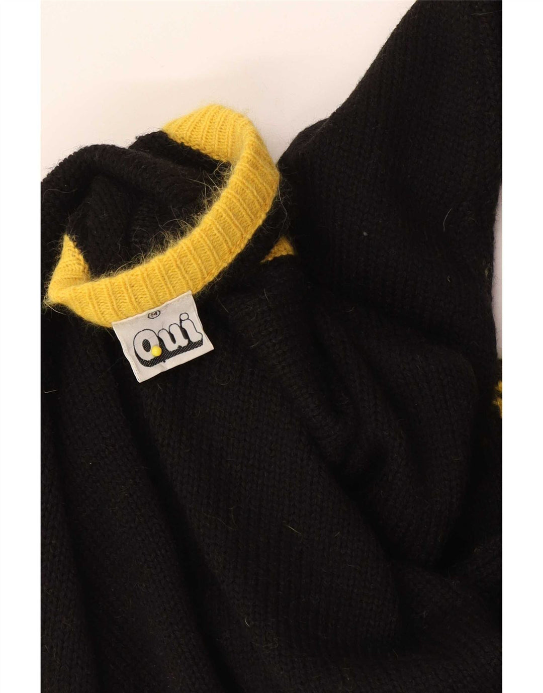 Oui Suéter tipo jersey con cuello en V para mujer UK 44 Medio Negro Colorblock