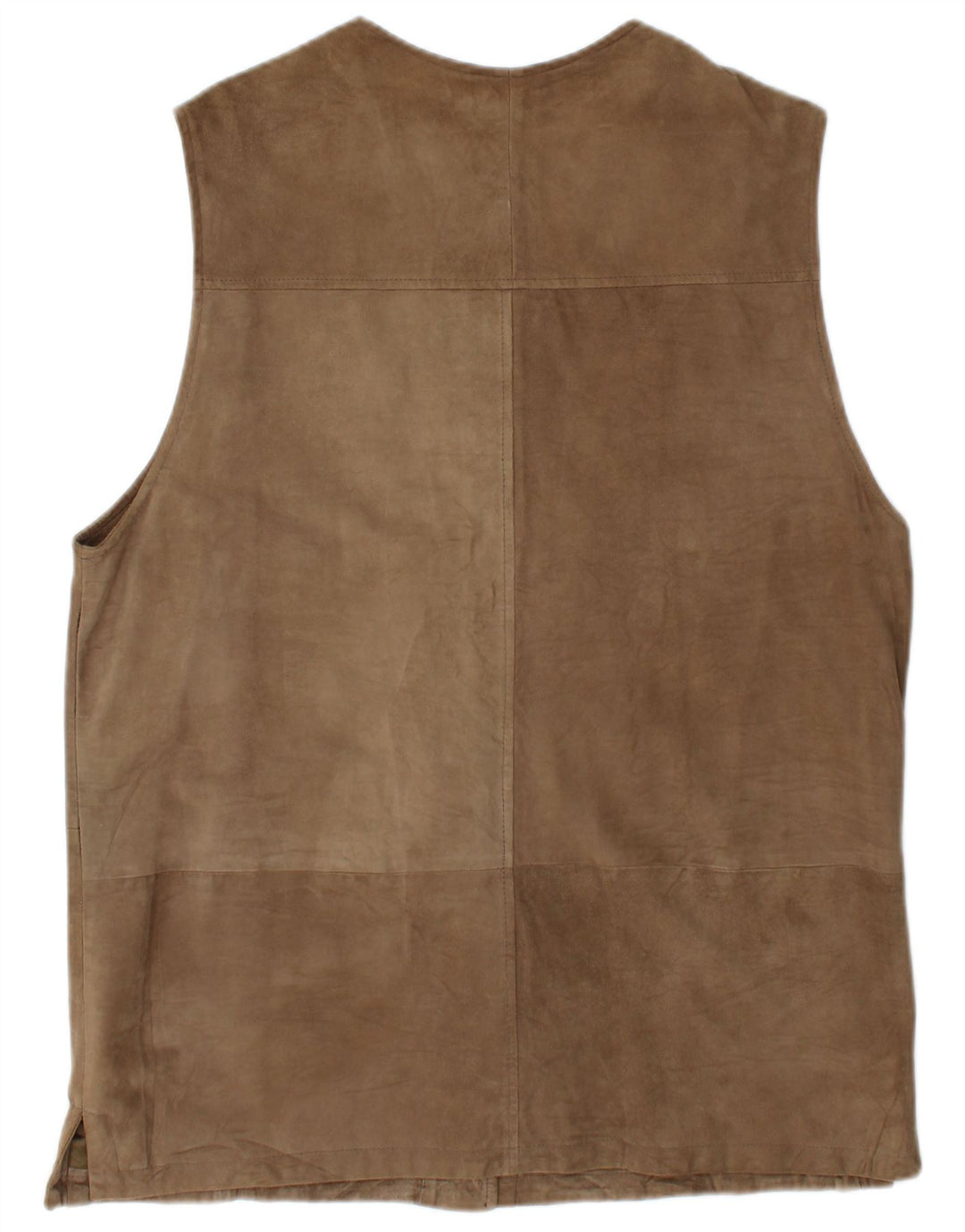 Vintage mujer ante Gilet EU 42 cuero marrón grande