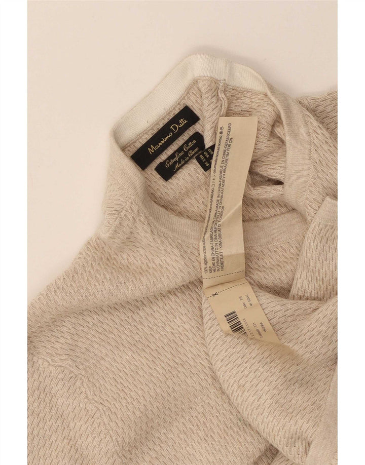 Camiseta Massimo Dutti Hombre Manga Larga Algodón Beige Medio