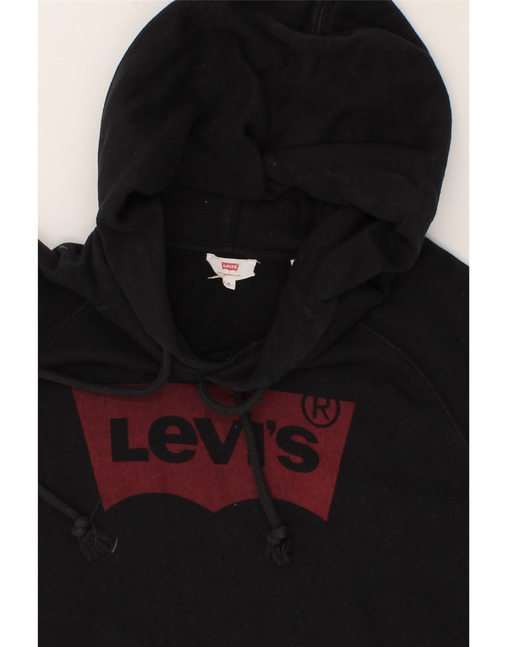 LEVI'S Mens Graphic Hoodie Jumper Small Black Cotton Vintage Levi's and Second-Hand Levi's from Messina Hembry 