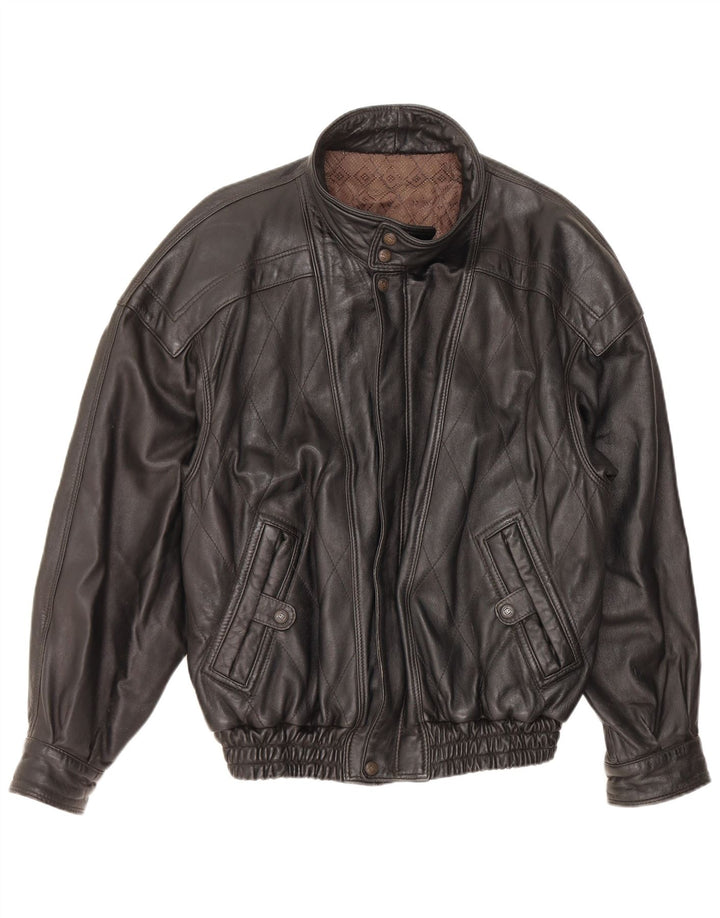 VINTAGE Chaqueta de cuero para hombre IT 50 Cuero negro grande