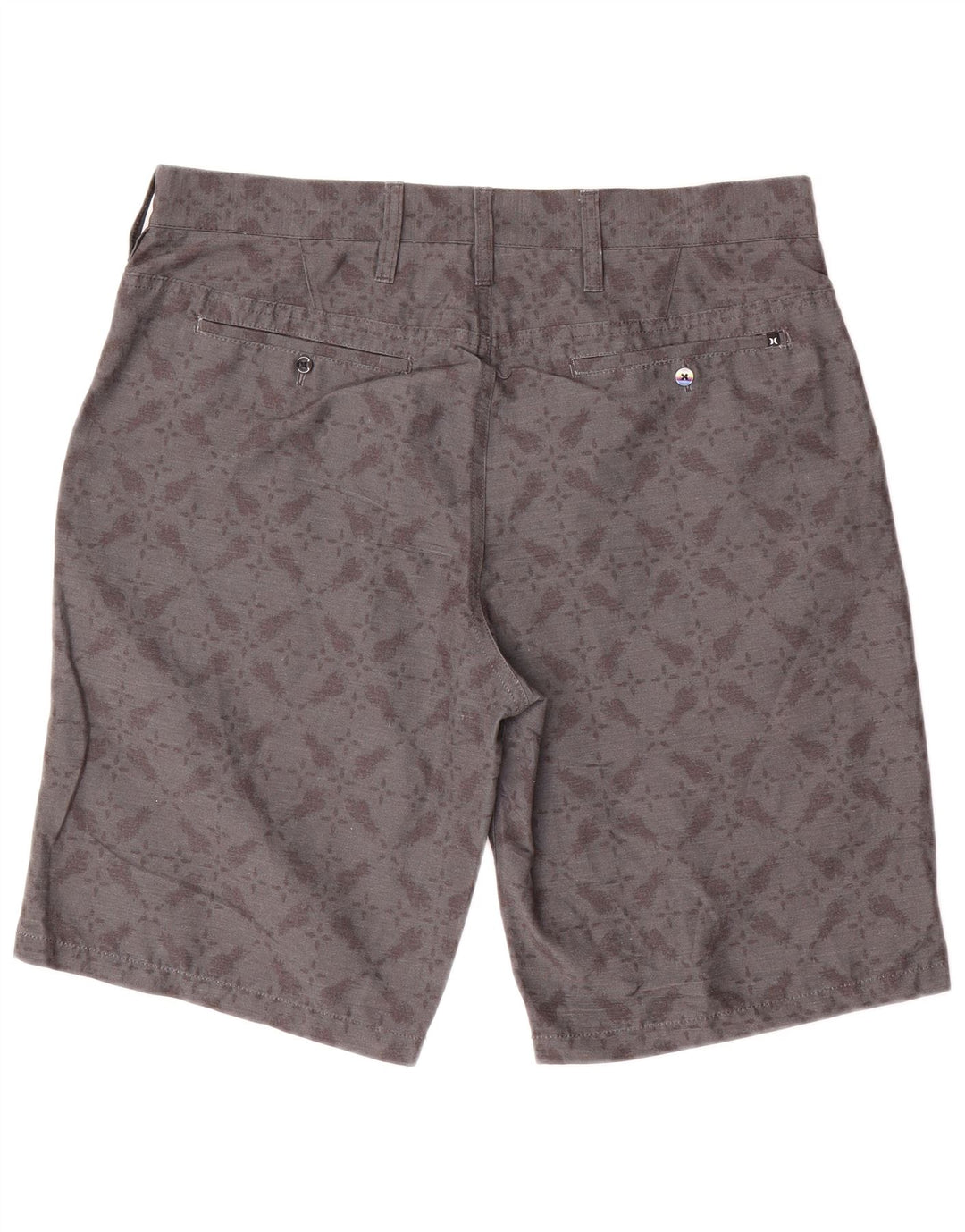 Hurley Pantalones cortos chinos para hombre W33 Poliéster geométrico gris medio