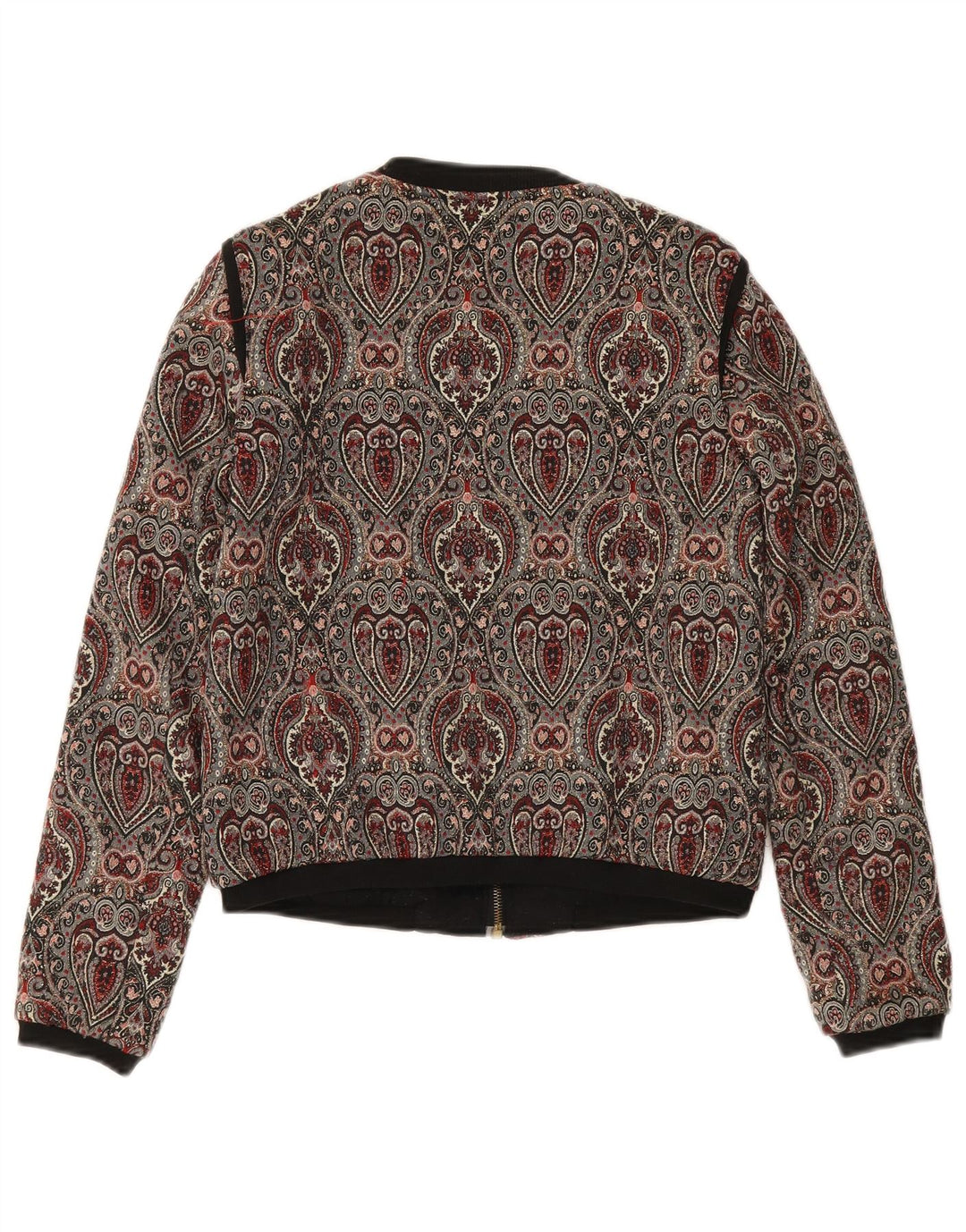 Zara Mujer Crop Bomber Jacket UK 10 Small Multicolor Paisley