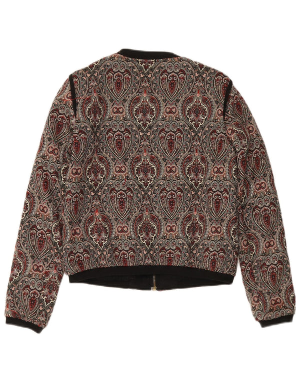 Zara Mujer Crop Bomber Jacket UK 10 Small Multicolor Paisley