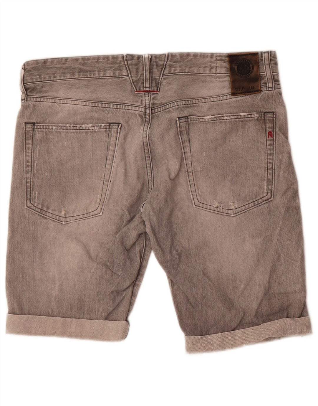 Replay Mujer Lenrick Shorts De Mezclilla W32 Algodón Gris Medio