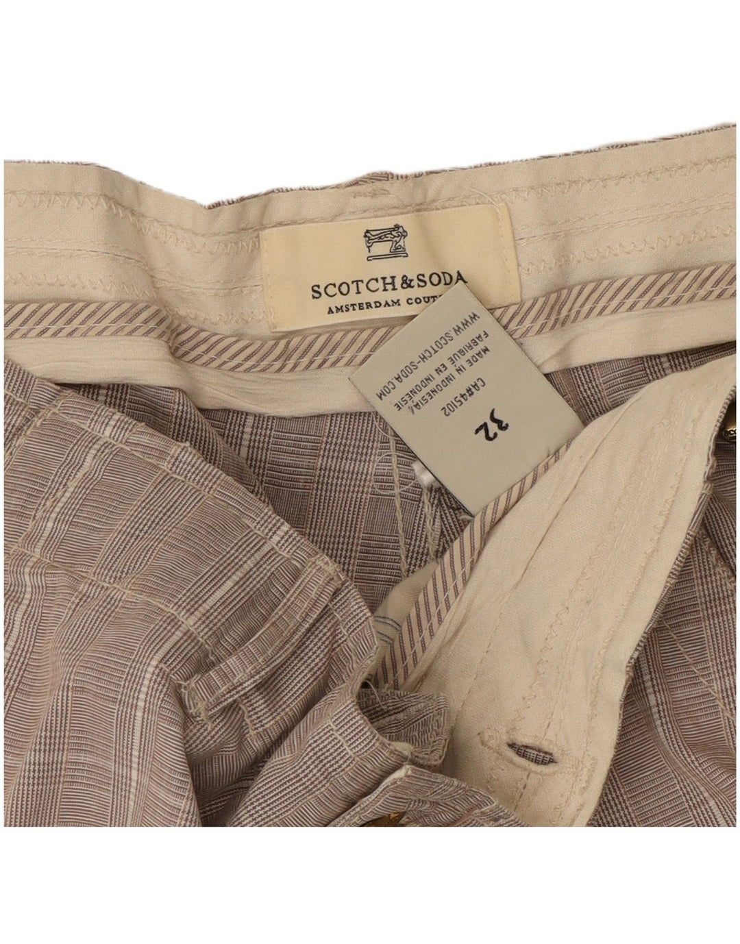 Pantalones cortos cargo para hombre Scotch & Soda W32 Algodón a cuadros gris medio