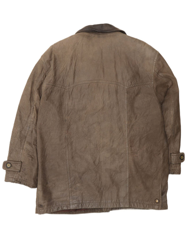 L.LAMBERTAZZI Abrigo de cuero para hombre UK 40 Cuero marrón grande