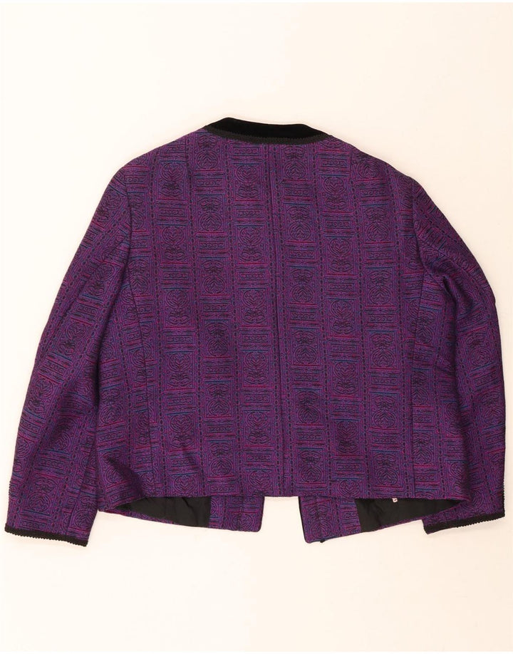 VINTAGE Womens Open Blazer Jacket IT 44 Medium Purple Floral Vintage Vintage and Second-Hand Vintage from Messina Hembry 