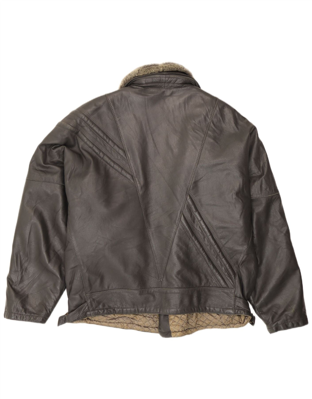 Vintage hombres cuero biker chaqueta Reino Unido 40 cuero negro grande
