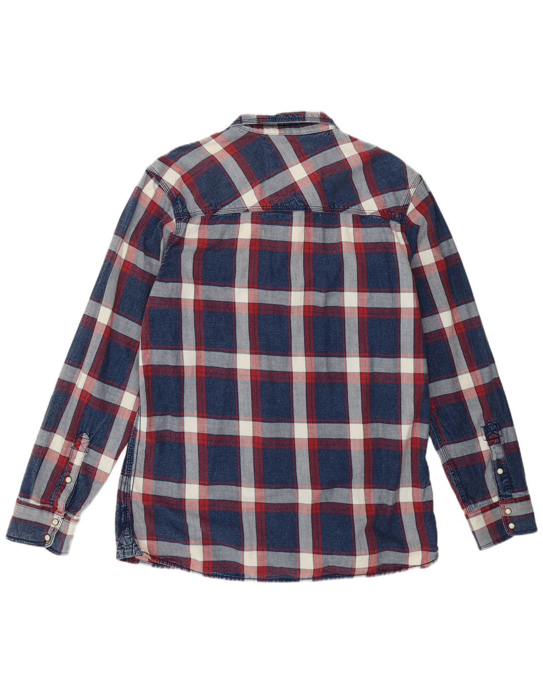 Tom Tompson Camisa ajustada para hombre, talla 2XL, algodón a cuadros azul marino