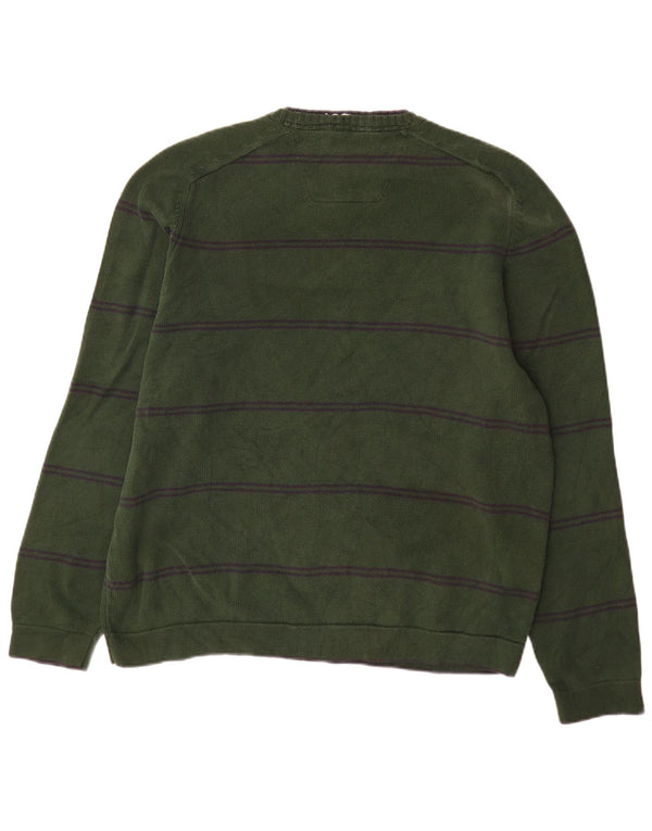 Nautica Jersey de cuello redondo para hombre XL de algodón a rayas verdes