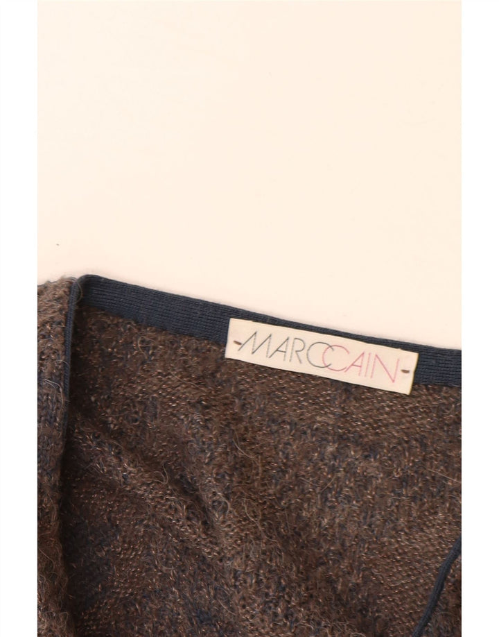 MARCCAIN Jersey Hombre con Cuello en V XL Lana Geométrica Marrón