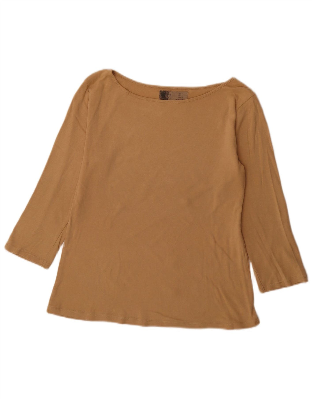 Zara Mujer Top Manga 3/4 UK 44 Grande Algodón Beige