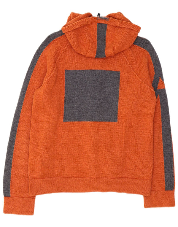 Armani Jeans Hombre Cárdigan Con Capucha De Lana Color Block Naranja Medio