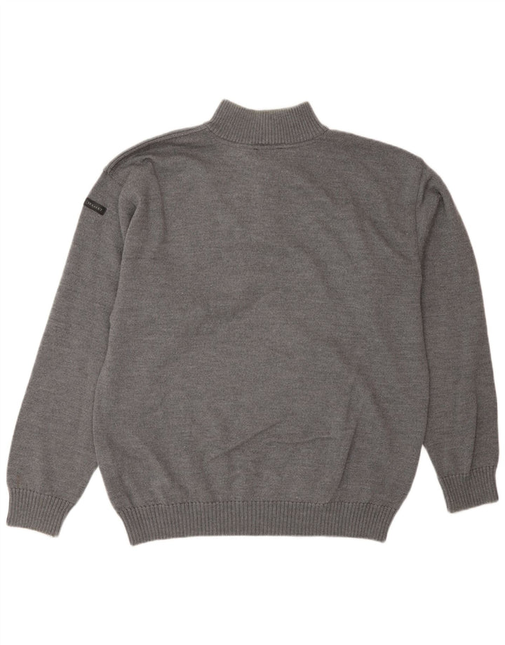 Sea & Sky - Jersey para hombre con cuello y botones, lana gris grande
