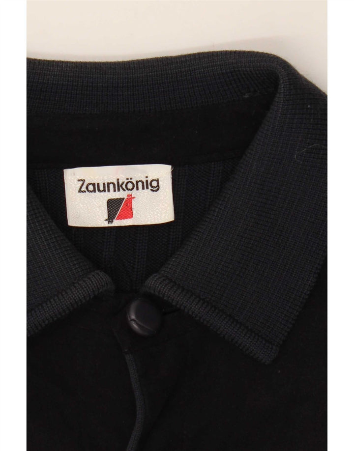 Vintage hombre cardigan suéter medio azul marino colorblock