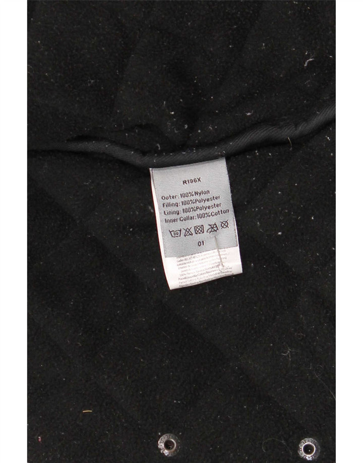 Vintage hombres chaqueta acolchada Reino Unido 42 XL nylon negro