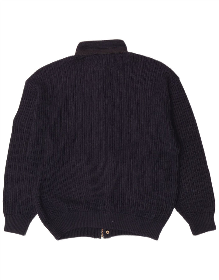 Loli Wolf - Cárdigan para hombre, talla grande, lana azul marino