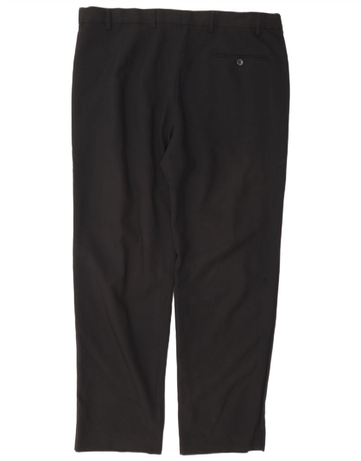 Marks & Spencer Pantalón de traje regular para hombre W38 L31 Poliéster negro