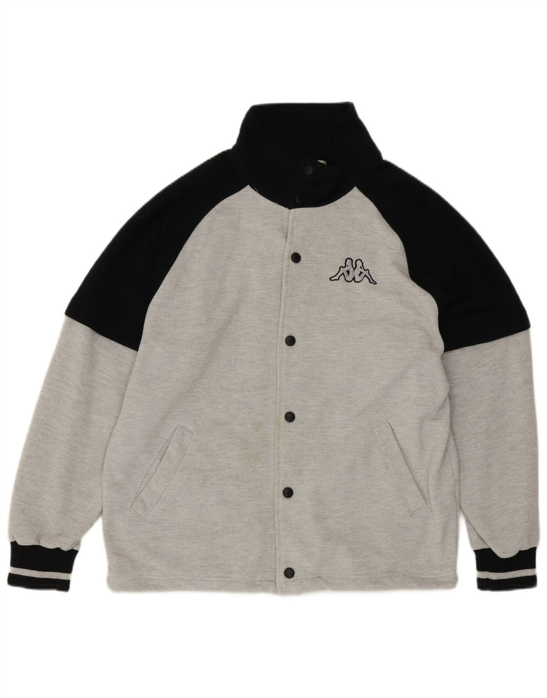 KAPPA Chaqueta universitaria holgada con estampado gráfico para hombre Bloque de color gris pequeño