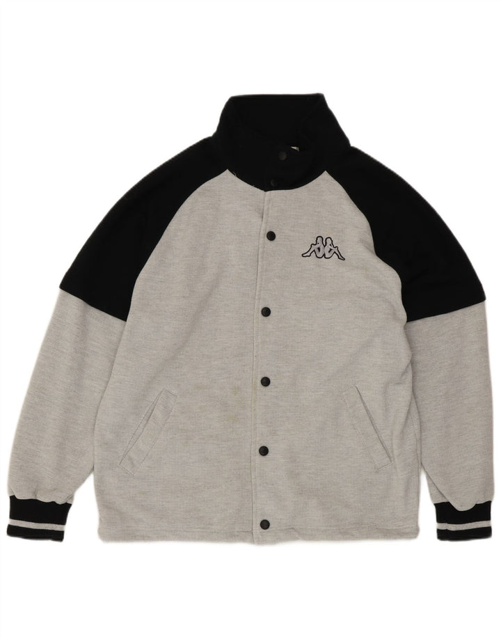 KAPPA Chaqueta universitaria holgada con estampado gráfico para hombre Bloque de color gris pequeño