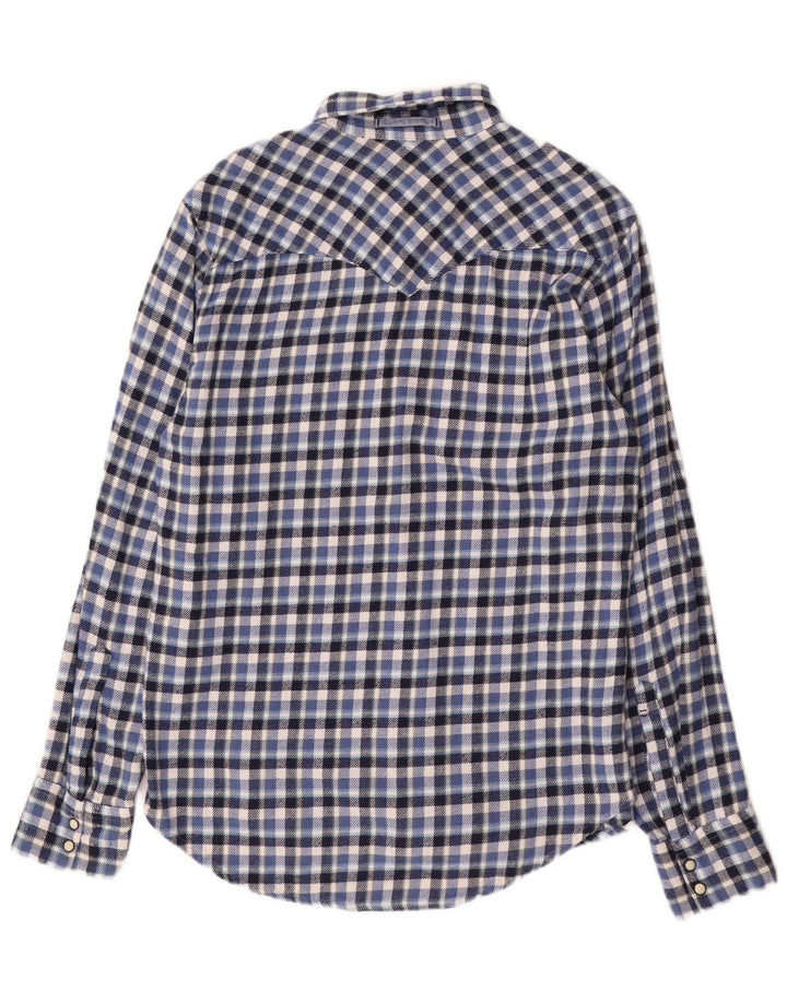 Camisa de franela de corte slim de algodón a cuadros azul medio Levi's Hombre
