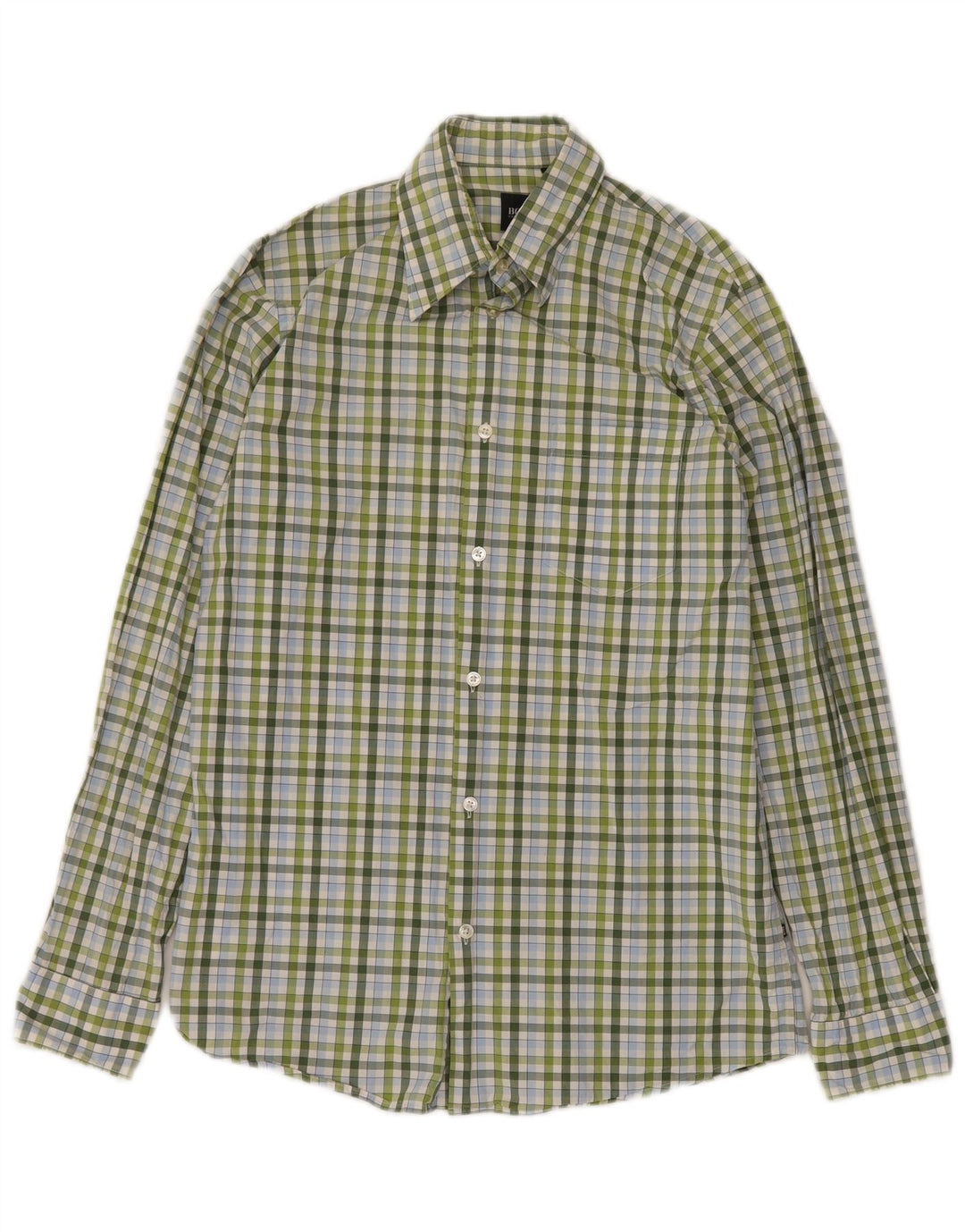 Camisa HUGO BOSS Hombre Small Verde Cuadros Algodón