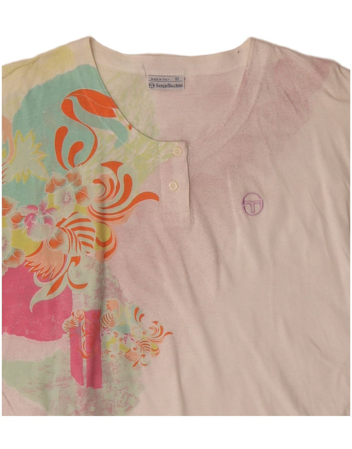 SERGIO TACCHINI Camiseta Mujer Top EU 40 Medio Blanco Algodón Floral