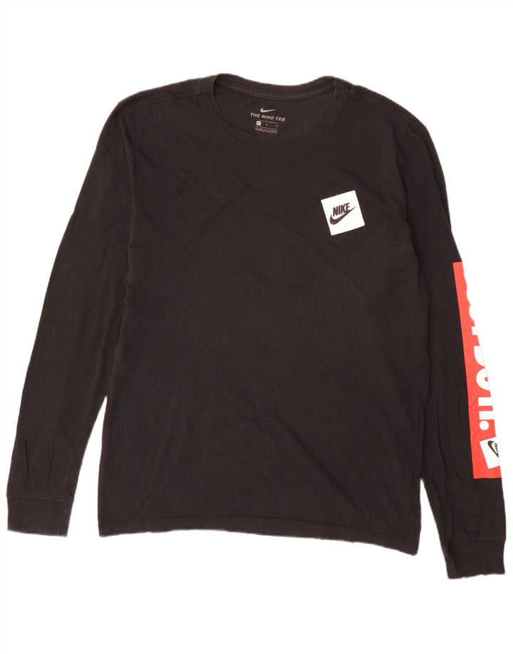 Nike Camiseta gráfica de manga larga de algodón color block en negro mediano para hombre