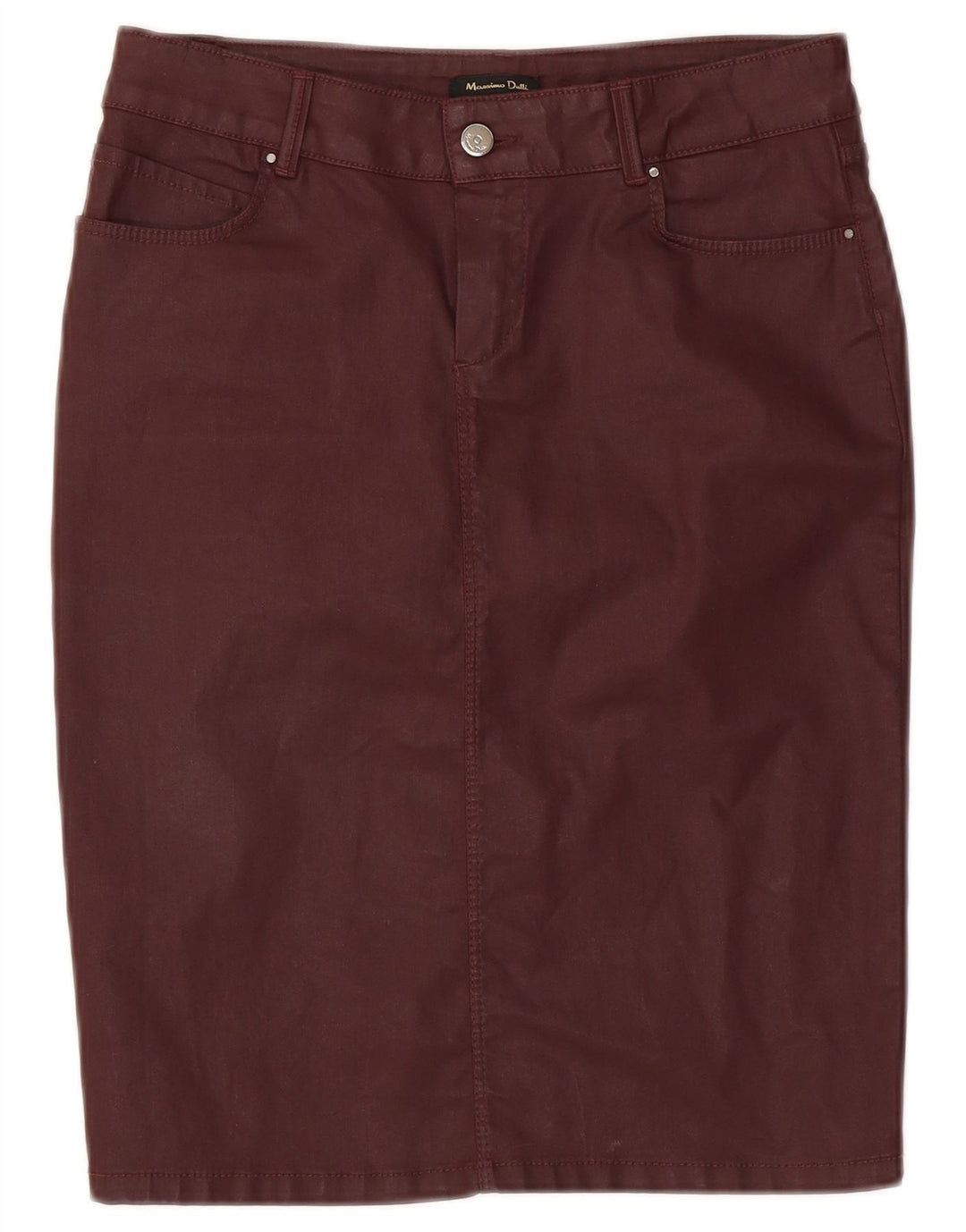 Falda Lápiz Mujer Massimo Dutti W28 Algodón Burdeos Medio