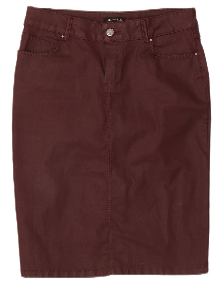 Falda Lápiz Mujer Massimo Dutti W28 Algodón Burdeos Medio