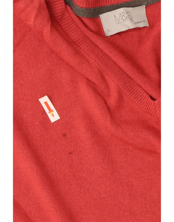 Marks & Spencer Suéter Regular Fit con Cuello En V para Hombre Acrílico Rojo Grande
