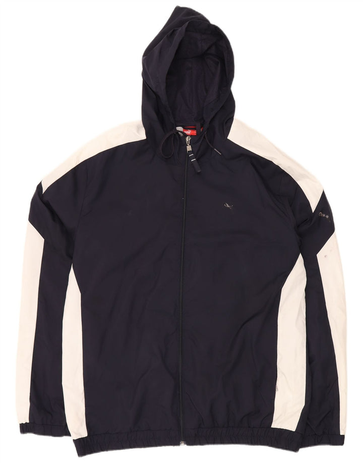 PUMA Chaqueta superior de chándal con capucha para hombre, talla grande, color azul marino